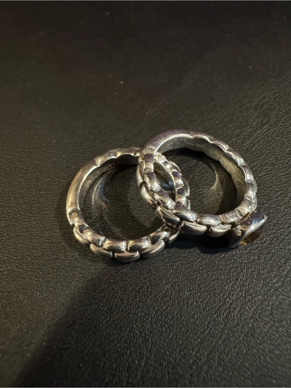 JAI Sterling Silver Stack Ring Set with Cognac Quartz Gemstone